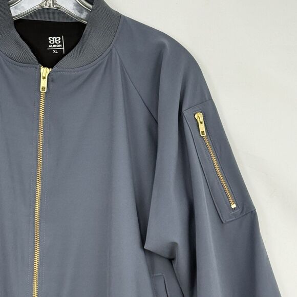 Albion Fit Women's Gray Gold Zipper Bomber Jacket Size XLarge - Picture 7 of 16